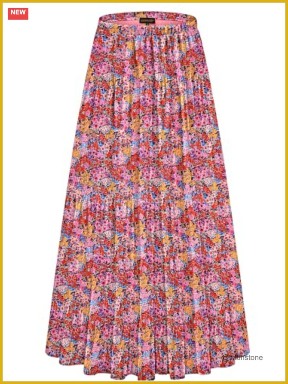 Chiffon Elastic High Waist Pleated A-Line Maxi Skirt